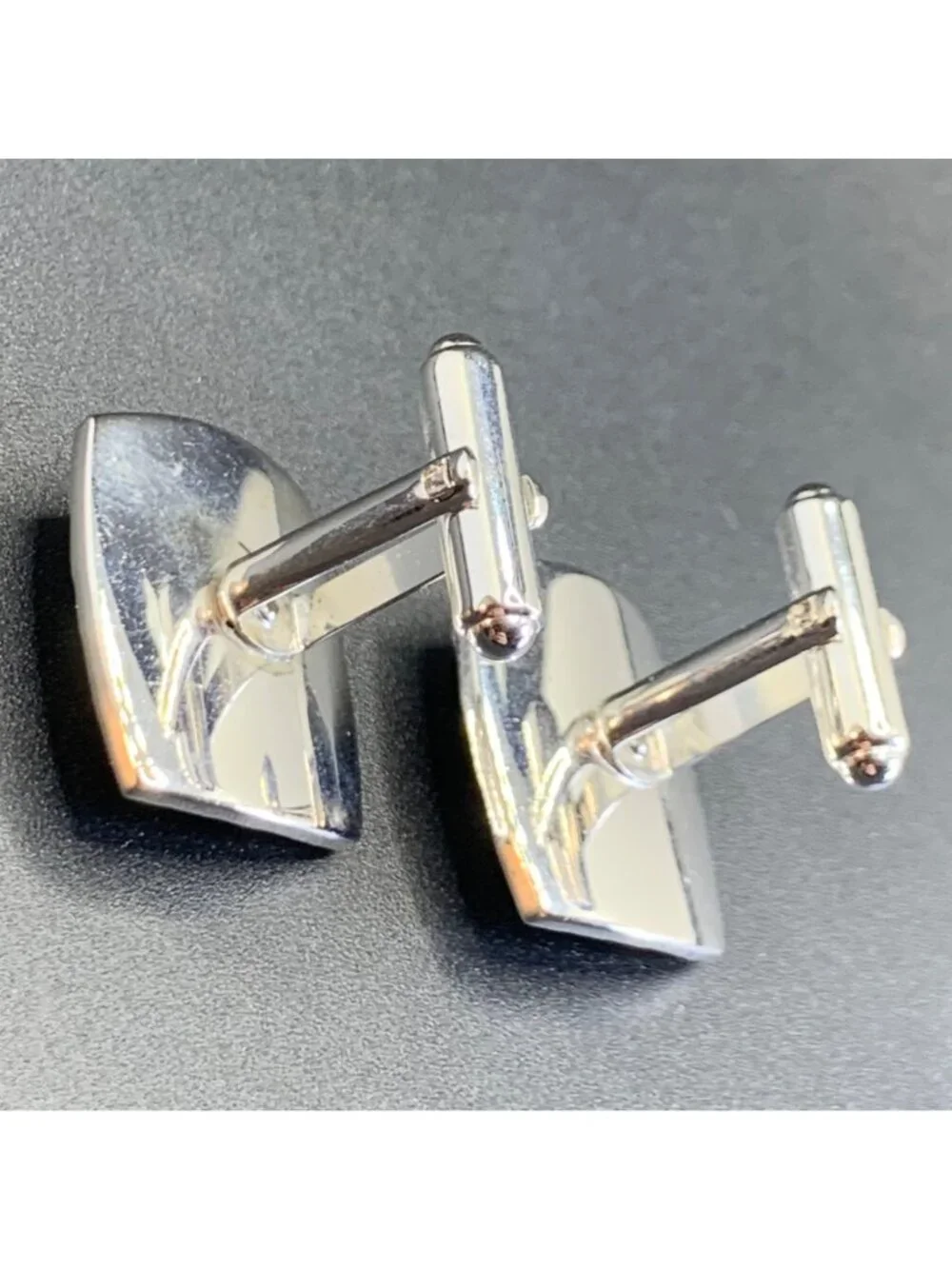 Pearl Satin Finish Laser Engraved Design Sterling Silver 925 Cufflinks 0.75''